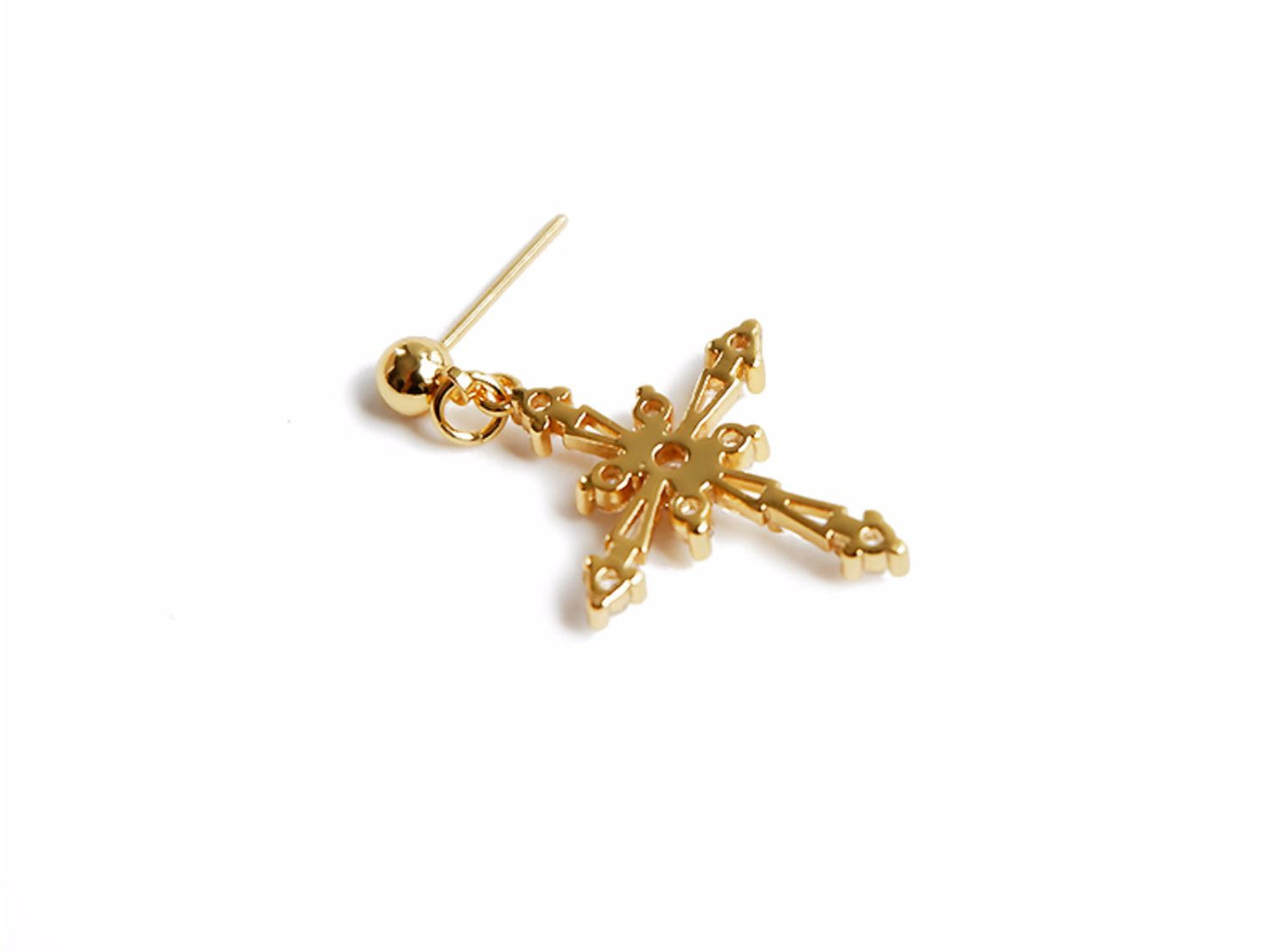 Baroque cross ear bone clip earrings