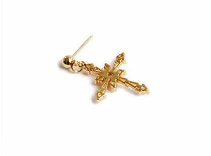 Baroque cross ear bone clip earrings
