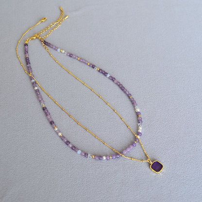 Stylish Detachable All-Match Purple Crystal Necklace For Women