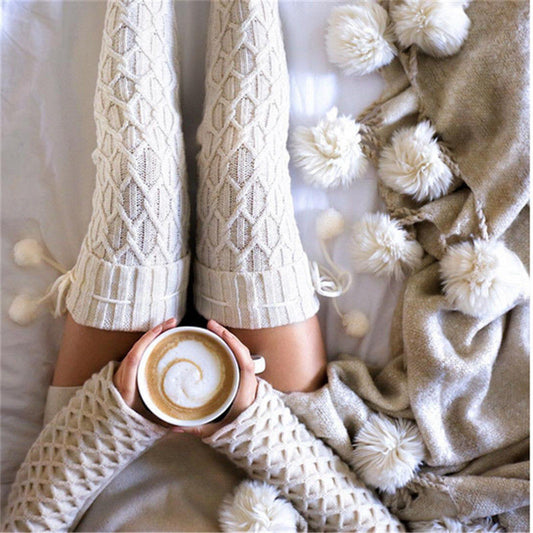 Long tube wool ball socks