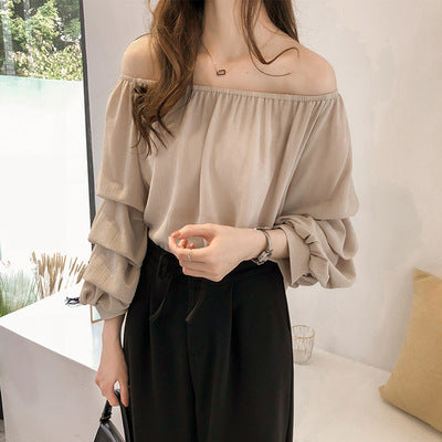 Flowy Long-sleeve Chiffon Top With A Relaxed Layered Design
