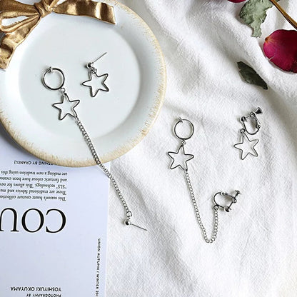 One-piece Ear Bone Clip Asymmetric Earrings