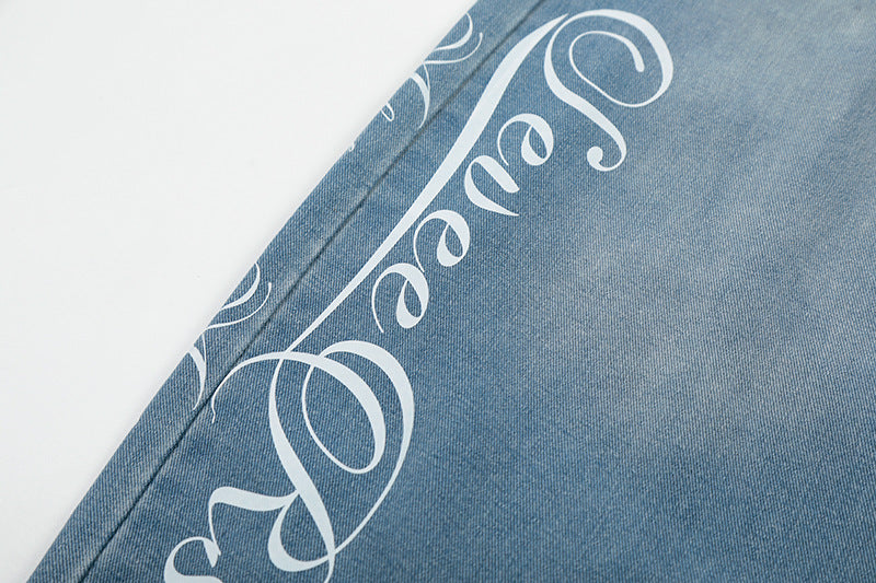 Korean-style Light-wash Wide-leg Denim Jeans For Women