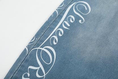 Korean-style Light-wash Wide-leg Denim Jeans For Women