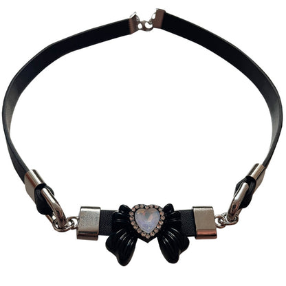 Love Heart Bow Tie Black Necklace Necklace