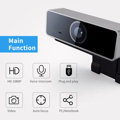 FHD 1080P Webcam USB PC Computer Webcam Auto Focus With Microphone 60-Degree Widescreen Desktop Laptop Webcam Live Streaming Webcam