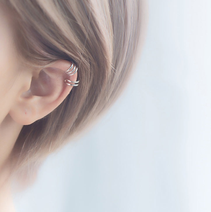 Three-layer ear clip without pierced earrings