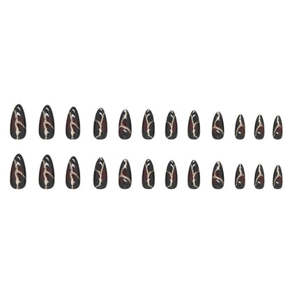 Fake Nails Gold Powder Stone Pattern Dark Red Wear