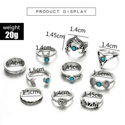 Crescent Turquoise Ring Set