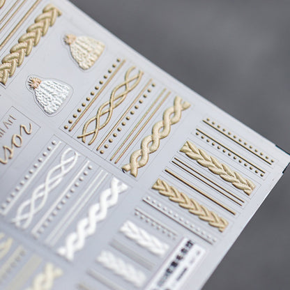 Frosted Transparent Embossed Sweater Pattern Nail Sticker