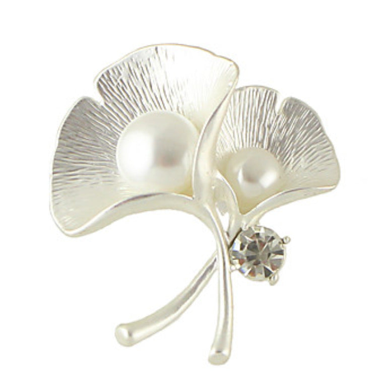 Matte gold ginkgo leaf accessory brooch