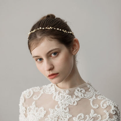 Handmade Bridal Hair Ornament With Beaded Leaves