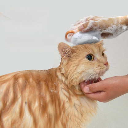 Dog Scrubber For Bath Silicone Comb Massage Pet Grooming Kitten Pet Bath Brush Shampoo Dispenser For Dog Grooming Bathing