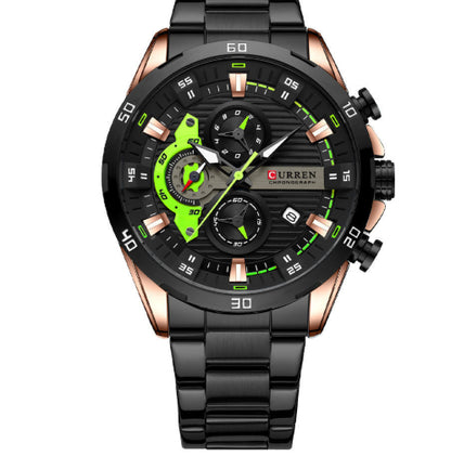 Six-hand Steel-band Round Quartz Watch A Stylish Timepiece