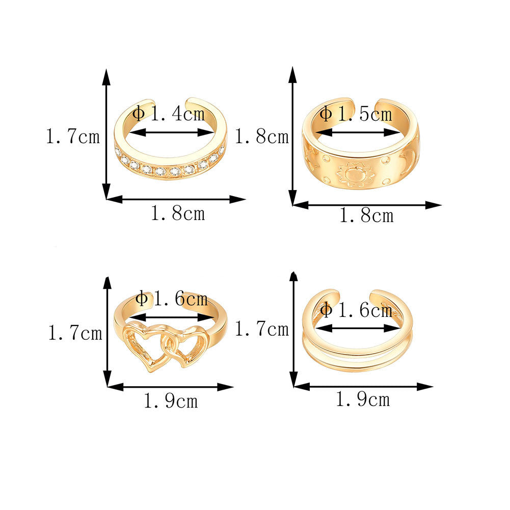 Fashion Holiday Style Beach Toe Ring 4-piece Set