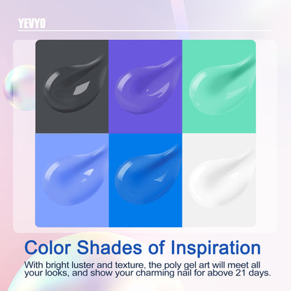 6 PCS Polygel Nail Kit With UV Nail Lamp, Slip Solution, Top Base Coat, Builder Nails Art Tools For Beginners