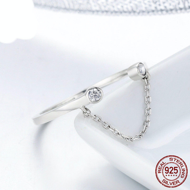Sterling Silver Ring Chain Ring
