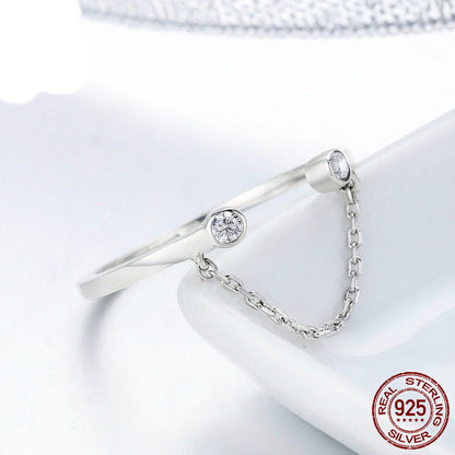 Sterling Silver Ring Chain Ring