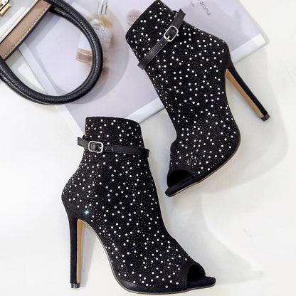 Super high heel sandals rhinestone stiletto sandals