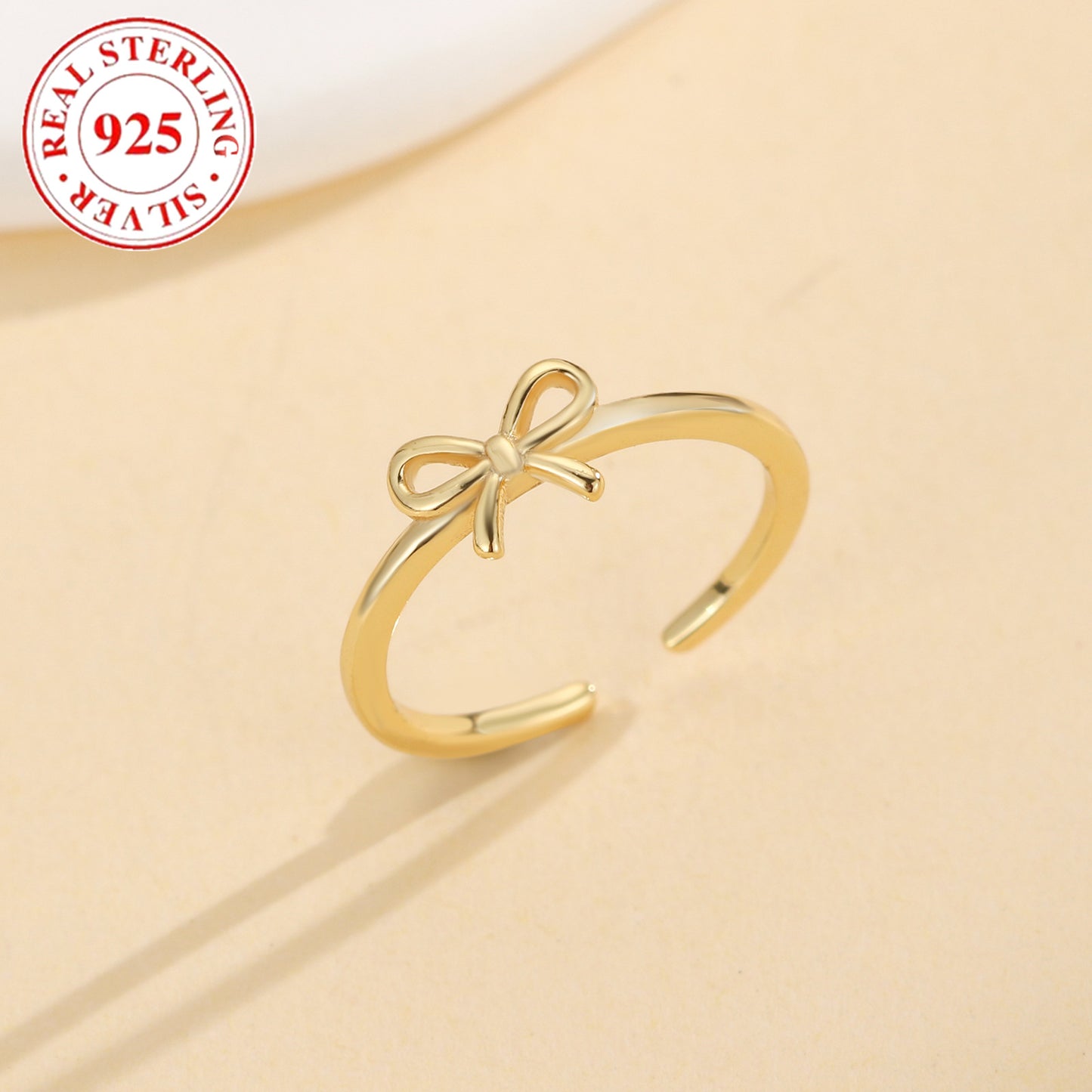 S925 Sterling Silver Bow Opening Toe Ring