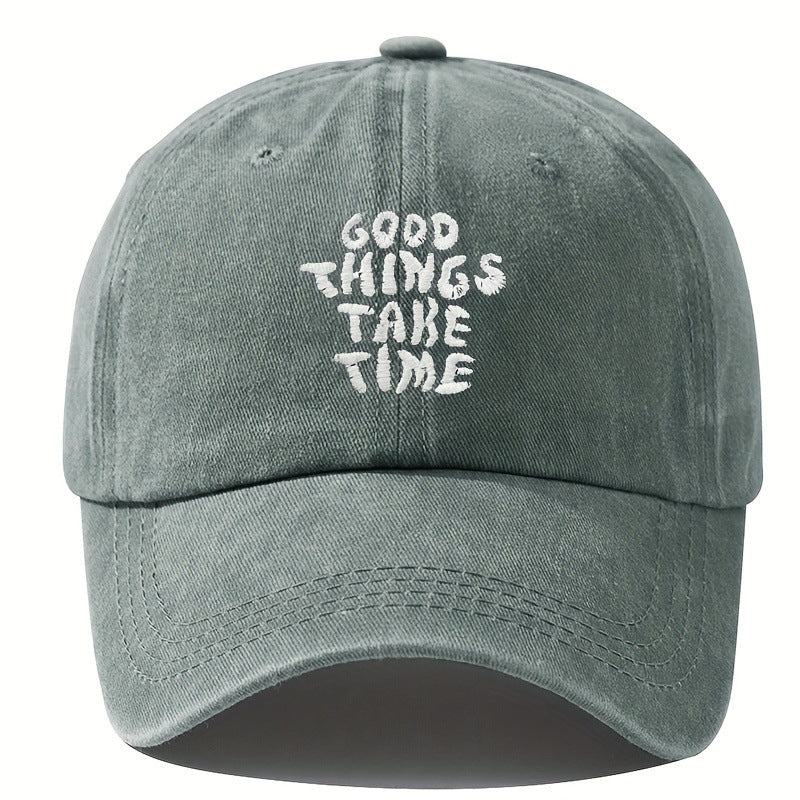 Embroidered Letter Washed-out Vintage Baseball Cap Unisex Adjustable