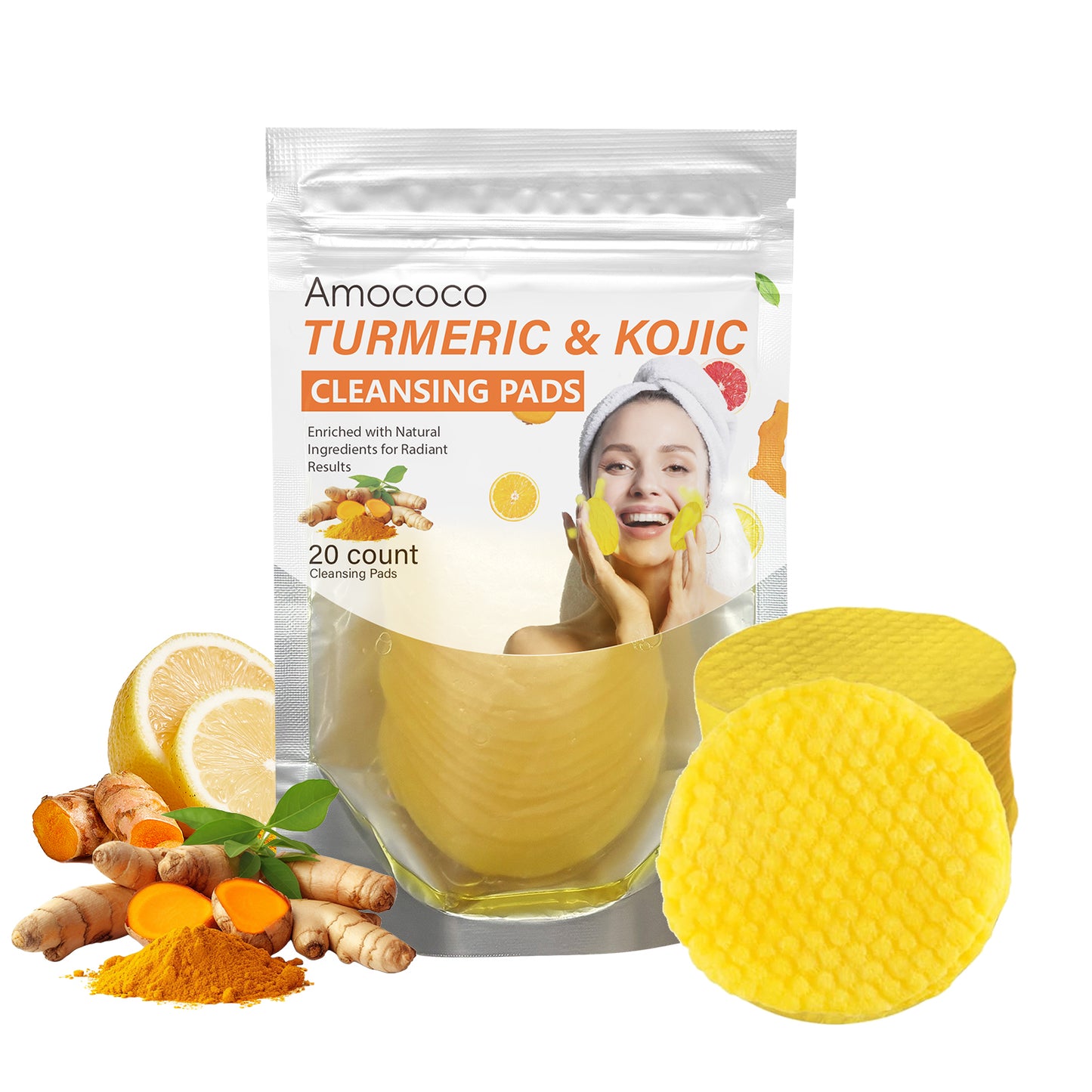 Only Supports Self Pickup With Waybill Amococo Turmeric & Kojic Cleansing Pads Brightened Skin Enriched With Turmeric Root Kojic Acid For Gentle Exfoliation And Tone Evenness