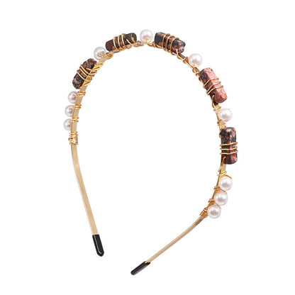 Jujia Cute Candy Color Small Stone Headband Resin Stone Beach Shell Headband Hair