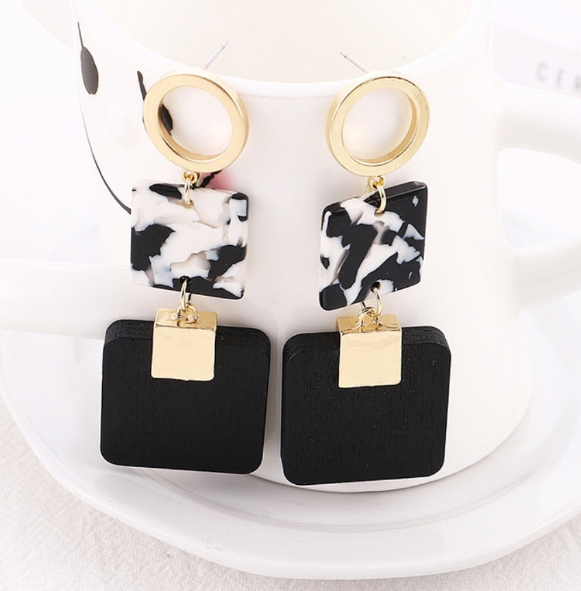 Leopard Earrings Square Wood Earrings