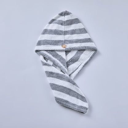 Fiber absorbent and quick-drying striped shower cap