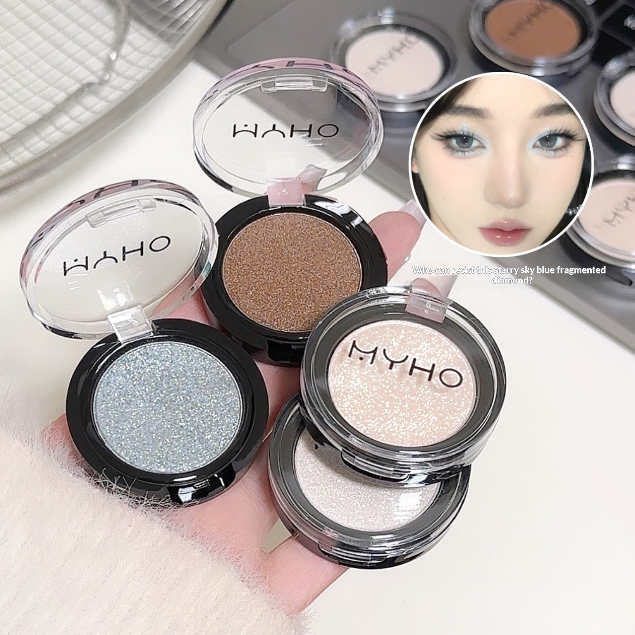 Single-Color Eyeshadow Palette With Crushed DiamondsDual-Use For Cheeks And Eyes To Brighten Your Look