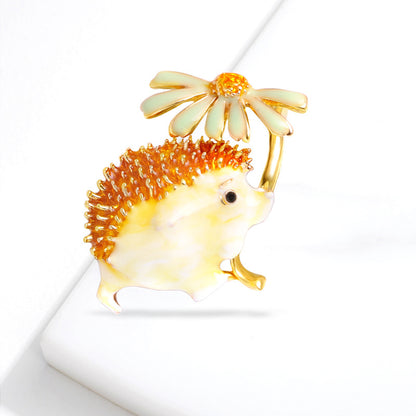 Brooch cute cartoon little hedgehog brooch silk scarf all-match new brooch
