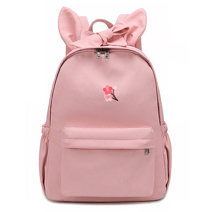 Japanese Shiba Lnu Backpack Girl Bow Cute Cute Cherry Blossom Embroidery Student School Bag