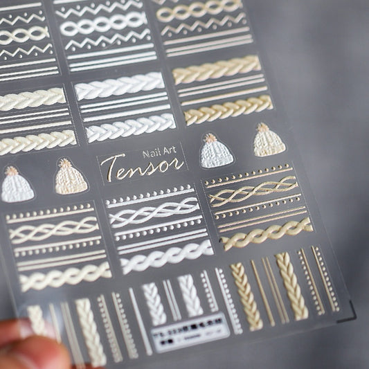 Frosted Transparent Embossed Sweater Pattern Nail Sticker