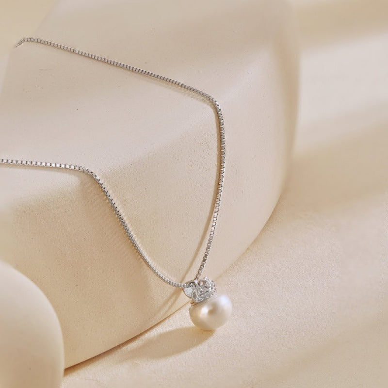 Round Zirconium Freshwater Pearl Necklace For Women