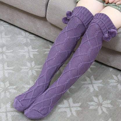 Stockings Women Cable Knit Cotton Extra Long Boot