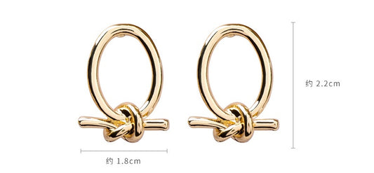 Stud earrings cold oval knotted earrings art earrings