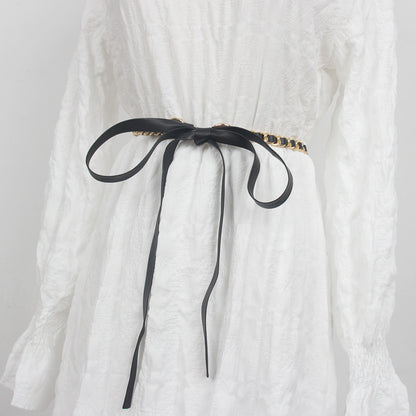 Chain Belt Retro Fine Decoration Waist Matching Shirt Black Waist Chain Accessories