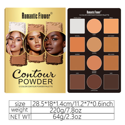 12 Colors Powder Makeup Contour Compact Concealer Highlight Brightening