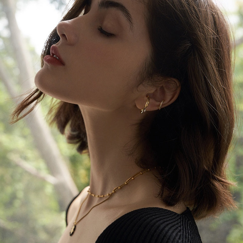 Simple Line Pearl Ear Clip Temperamental Minority Design Earrings