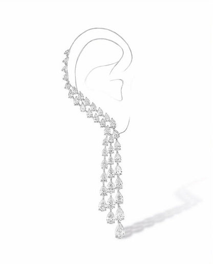 Avant-garde Zircon Ear Clip Symmetrical Earrings