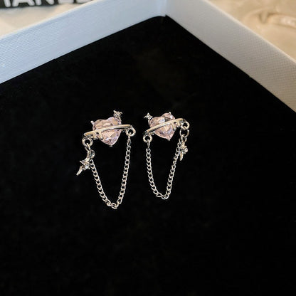Women's Fashion Heart-shaped Zircon Ear Clip Earrings