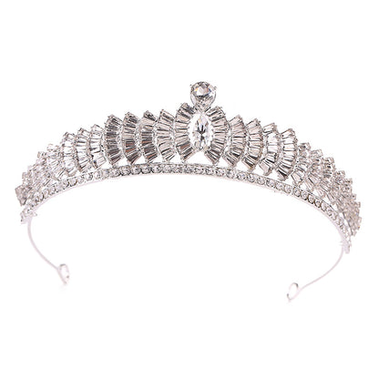 Simple Rhinestone Alloy Crown Hair Ornament