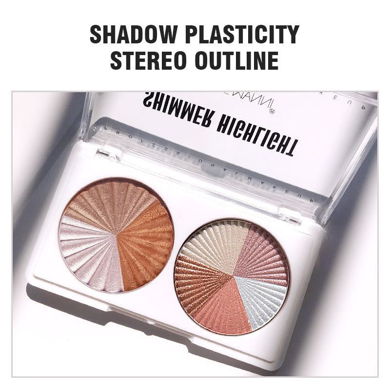 Double-disc Mixed Color Brilliant Diamond Highlight Powderthree-dimensional And Delicate