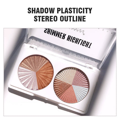 Double-disc Mixed Color Brilliant Diamond Highlight Powderthree-dimensional And Delicate