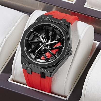 Rotating Watch Mens Wheel Hub Rotating Quartz Watch