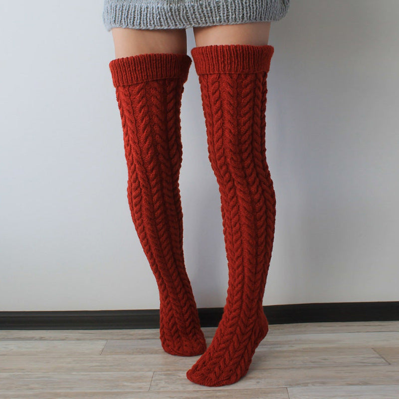 Twist Over The Knee Stockings Bunching Socks Women