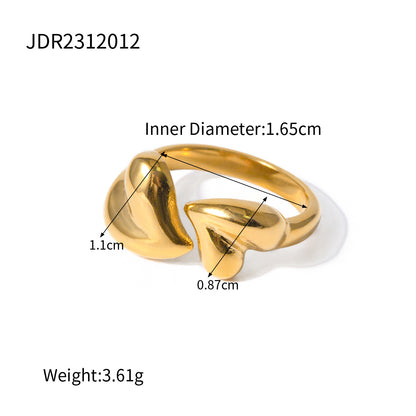 Stainless Steel Asymmetric Heart Shape Open Rings Romantic Valentine's Day Jewelry Gifts For Women Fashion Jewelry