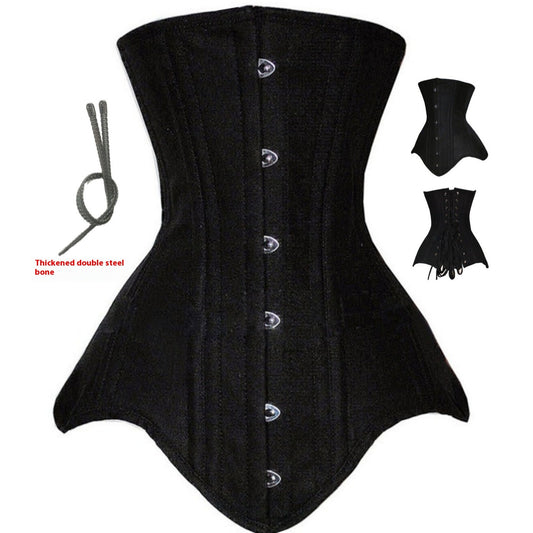 Cotton Double Steel Rib Waist Court Corset