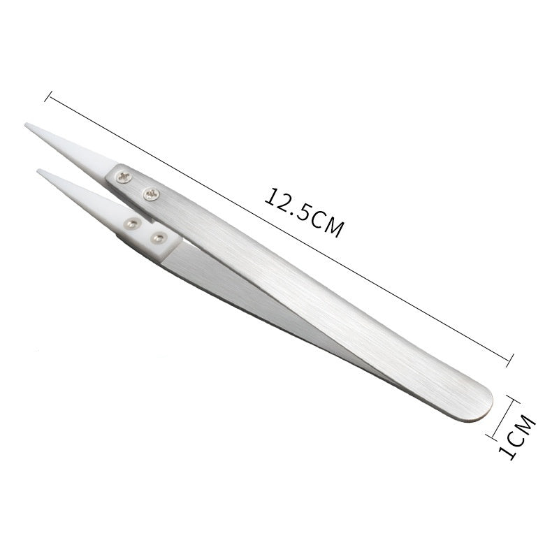 Anti-Static Ceramic Tweezers Black Handle Clamping Tweezers
