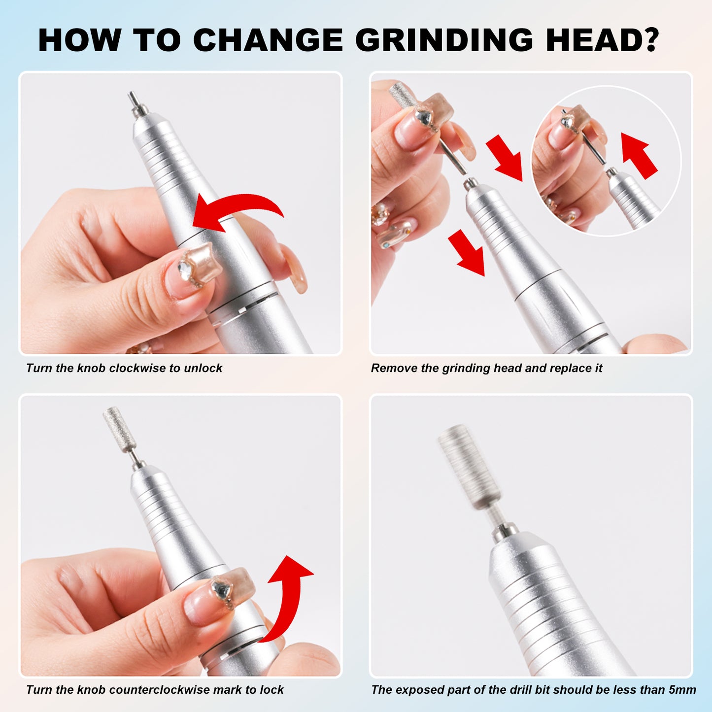 Professional 45000RPM Portable Electric Nail Drill Kit, Rechargeable Nail Electronic File Machine, Electric Nail Polishing Machine With Drill Head And Base, Nail Drill For Acrylic Nails, Nail Gel, Fem